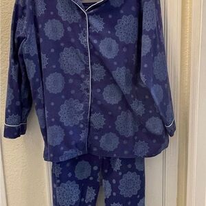 Classic Blue Pajama Set with Piping Details